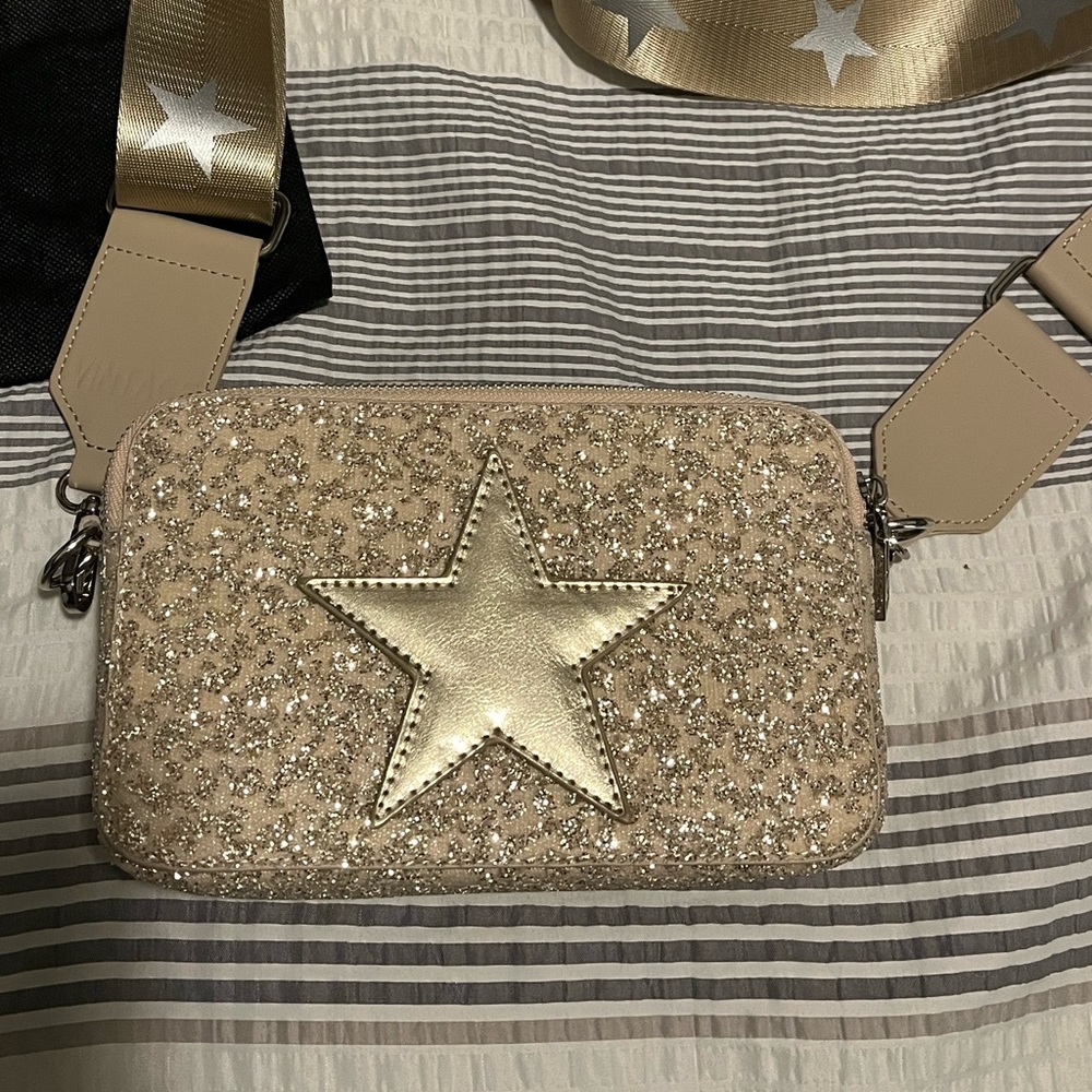 EUC* Gold Glitter Vintage Havana Crossbody Purse - Picture 3 of 9